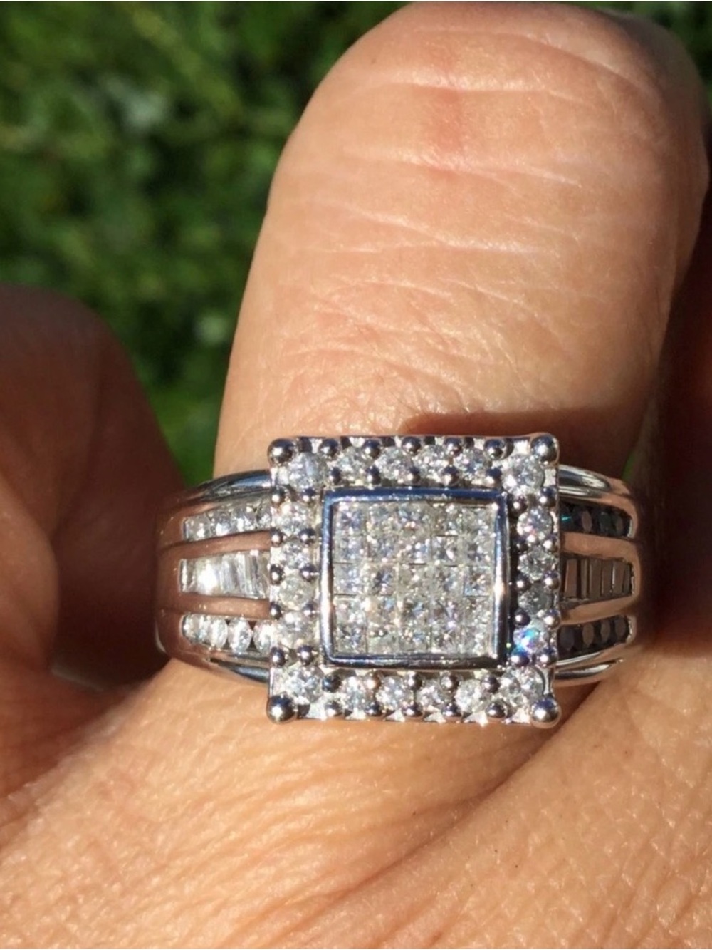 14kt White Gold Square Halo 4ctw DIAMOND Ring SZ.10 Jewelry See all photos
